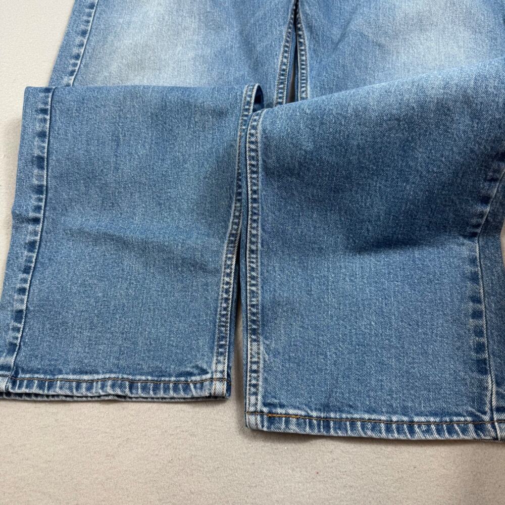 Levis 505 Regular Straight 38x30 Cotton Stretch Medium Wash Denim Blue Jeans Zip - Picture 4 of 16